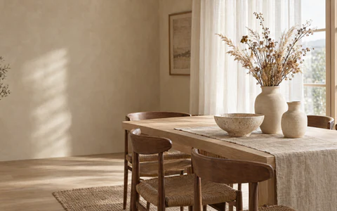 The store's website: a living room with oak furniture