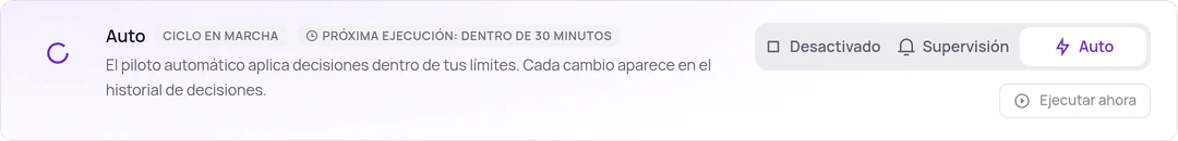 La tarjeta del piloto automático: próxima revisión en 30 minutos